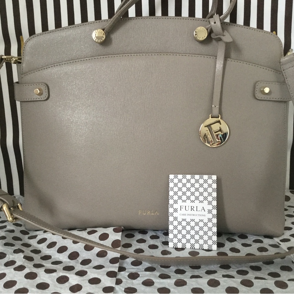 Furla Gray Leather Handbag